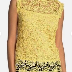 Nanette Lepore Mustard Lace Blouse/Top $98, Size S